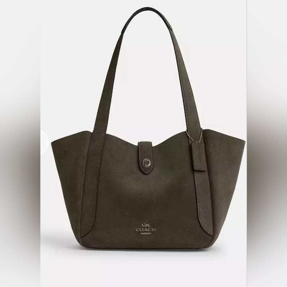 Coach Hadley Turnlock Tote Shoulder Bag In Suede - Picture 1 of 16